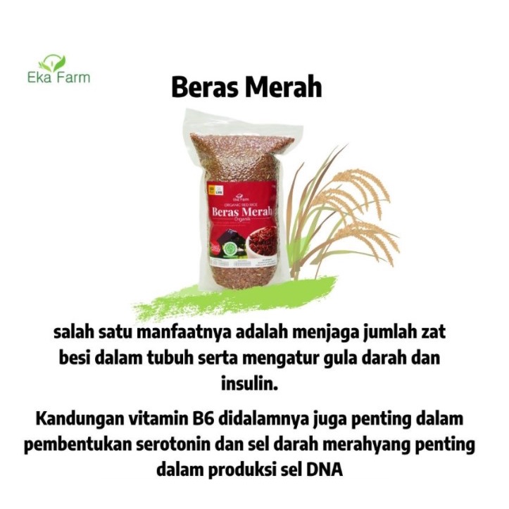 Eka Farm Beras Merah 1kg - Beras Merah Organik - Red Rice