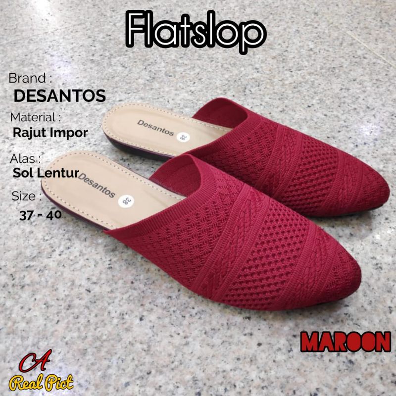 SEPATU FLAT SLOP RAJUT IMPORT SOL KARET | MULES SHOES