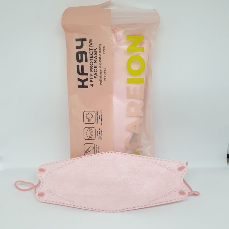 Masker Kf94 4 Ply Careion Warna Powder Pink Isi 10 Pcs Earloop