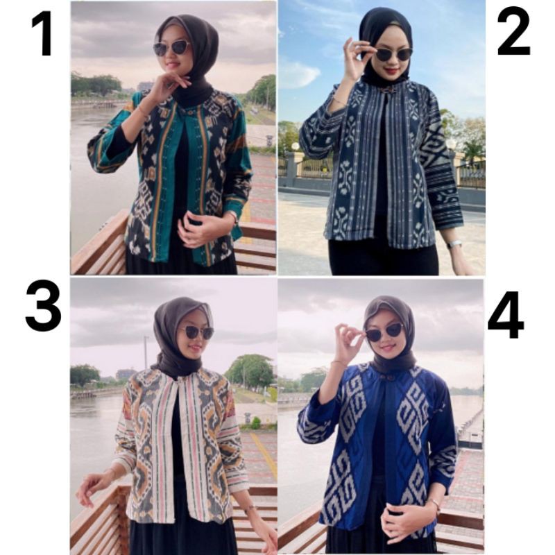 Atasan blazer tenun ethnic batik wanita casual