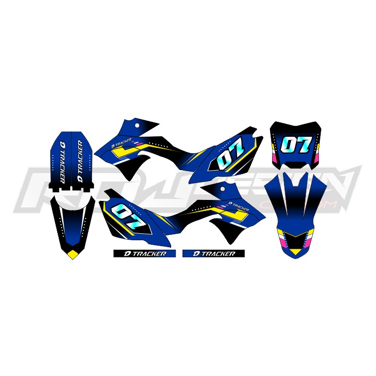 DECAL STICKER DTRACKER 150 SE/NEW (010) DEKAL STIKER BIRU HITAM KUNING