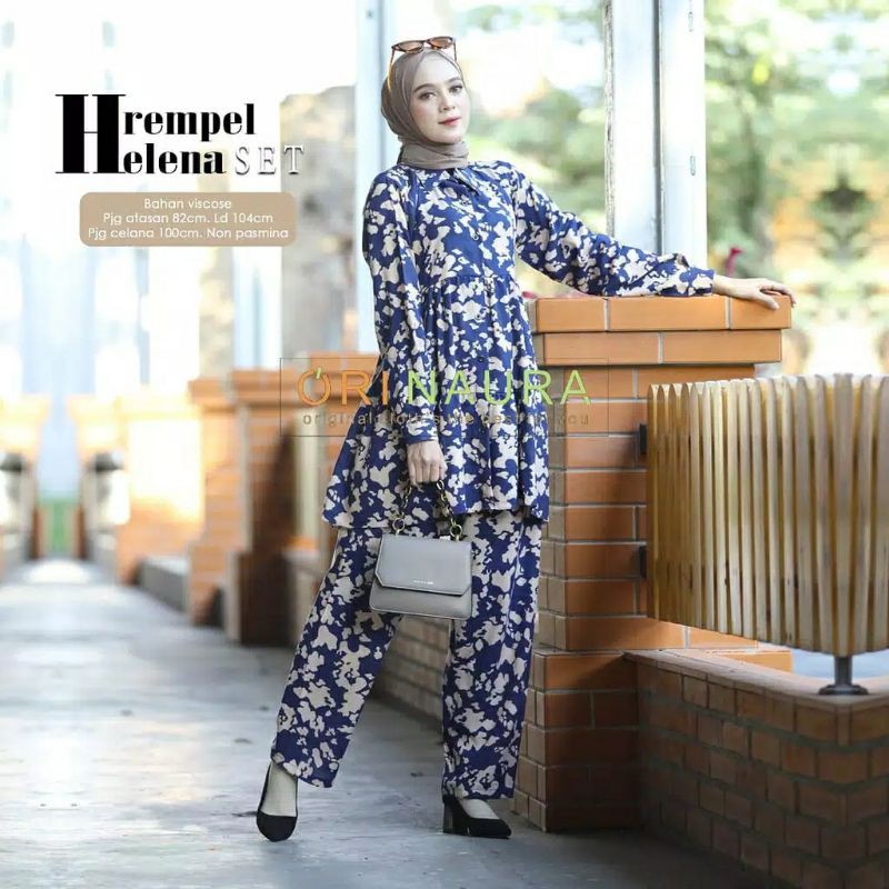 rempel helena set one set setcel setelan wanita bahan viscose adem by ori naura