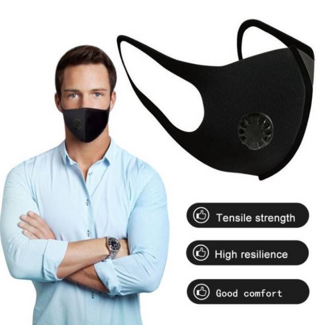 Alice dental // masker hitam reusable / black face mask / karet earloop