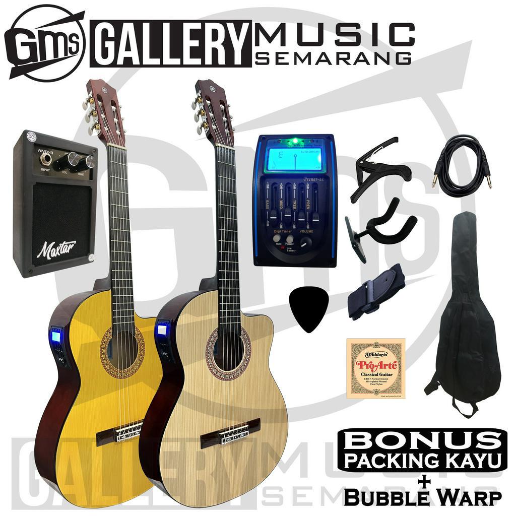 Gitar Klasik Elektrik Cutaway Nylon C315 Tanam Besi Gitar Klasik Elektrik Cutaway Equalizer Tuner LC Prener