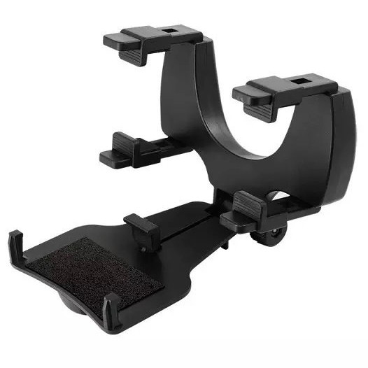 Rear Mirror Smartphone Mount Car Holder - Black