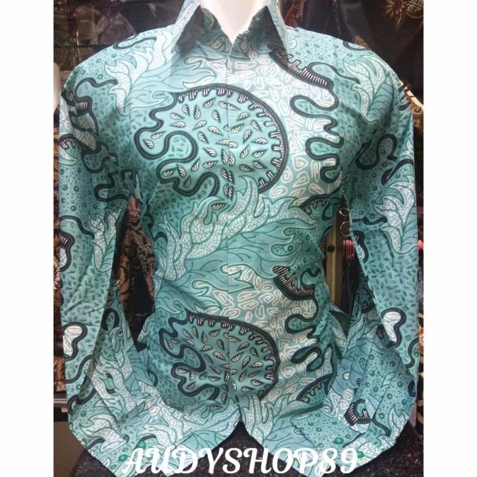 kemeja batik pria katun hijau wardah