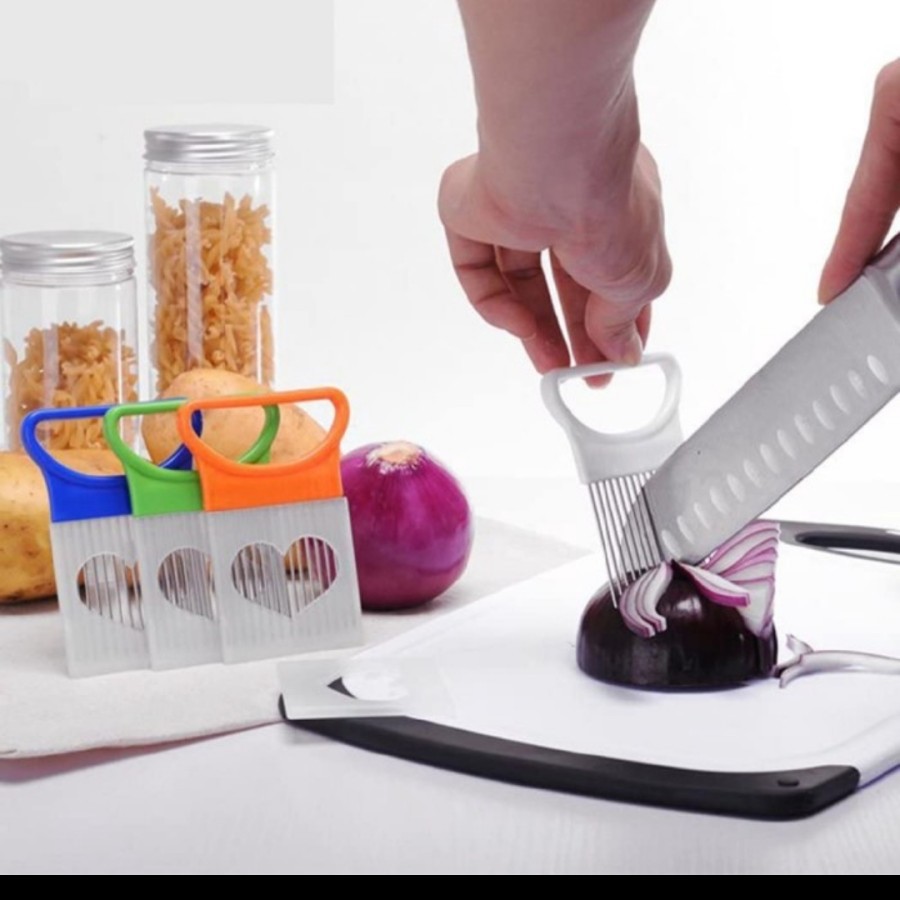 Garpu potong bawang kentang tomat alat dapur onion slicer cutter pisau