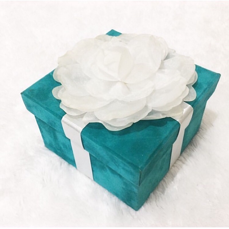 

Tiffany Blue Rose Bow Square Kotak Kado Gift Box