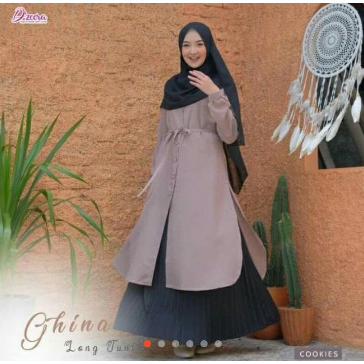 Long Tunik Ghina by Dzeera/Tunik Panjang/Tunik Madina Cotton/Tunik Katun Madina