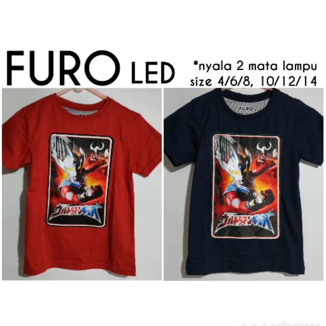 Kaos FURO LED Anak Ultraman 2 nyala lampu Merah Navy