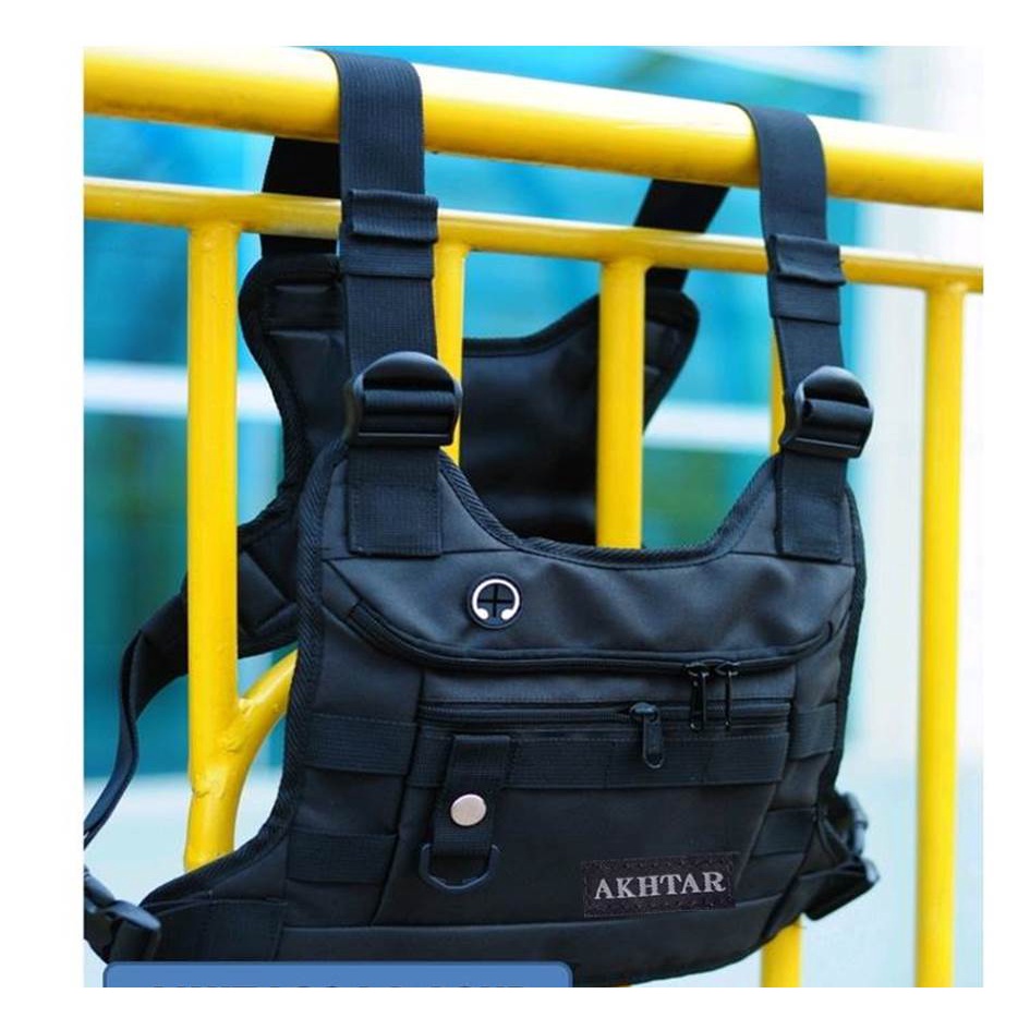 CHEST BAG//TAS DADA SIMPLE BLACK BIKERS/BISA BAYAR DI TEMPAT (COD)-5