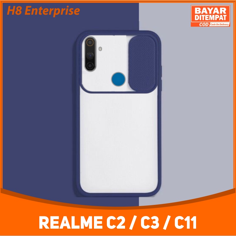 H8 Slide Case Clear Protaction Kamera Belakang Realme C2 / C3 / C11