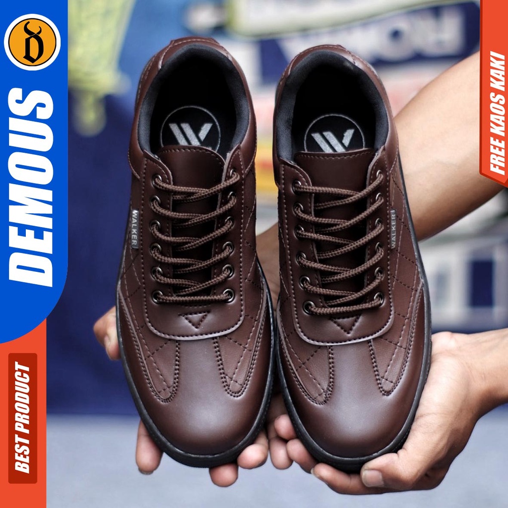 Sepatu Kasual Pria Sneakers Casual Kulit Pu Hitam Polos Kerja Demous Pedroo