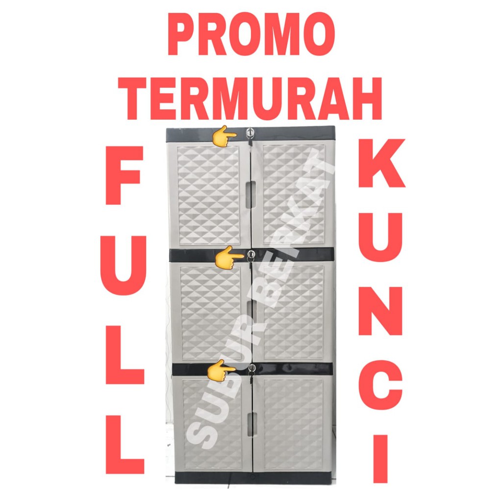LEMARI PLASTIK LEMARI PAKAIAN DIAMOND 3 SUSUN FULL KUNCI