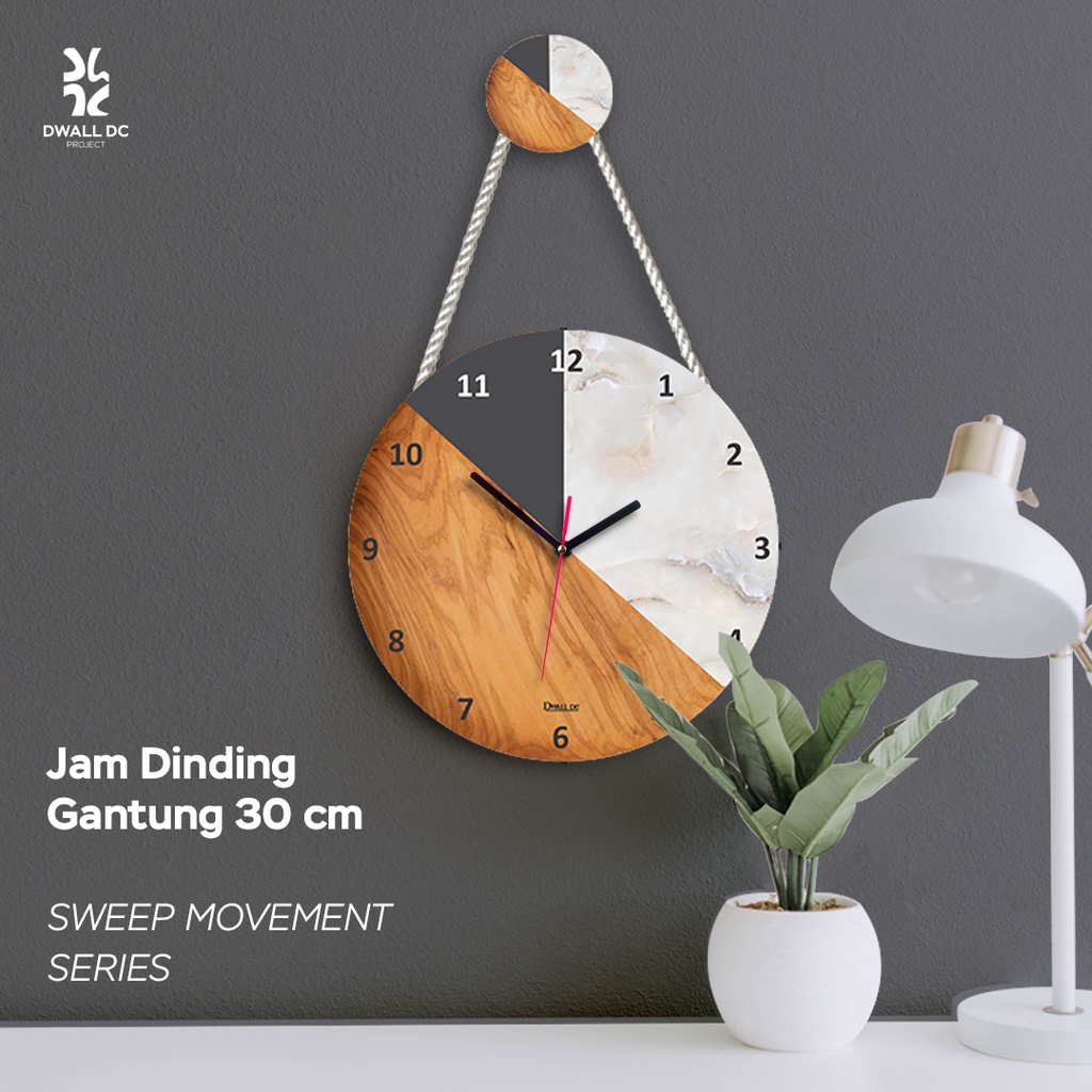 JAM DINDING GANTUNG - JAM DINDING KAYU AESTHETIC  [SWEEP MOVEMENT SERIES] - WHITE MARMER GTG - Jam Dinding Minimalis -  | AESTHETIC ART MINIMALIS | HIASAN DEKORASI |- by Selembarkayoe