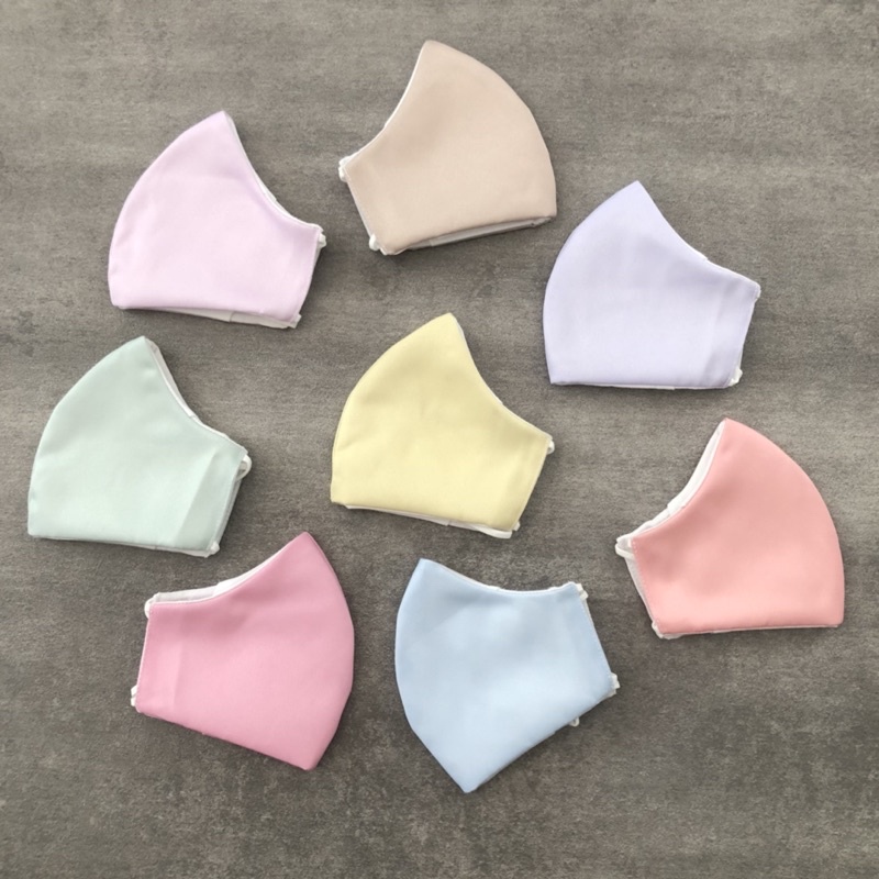 Masker Kain Katun Bambu Polos Warna Pastel