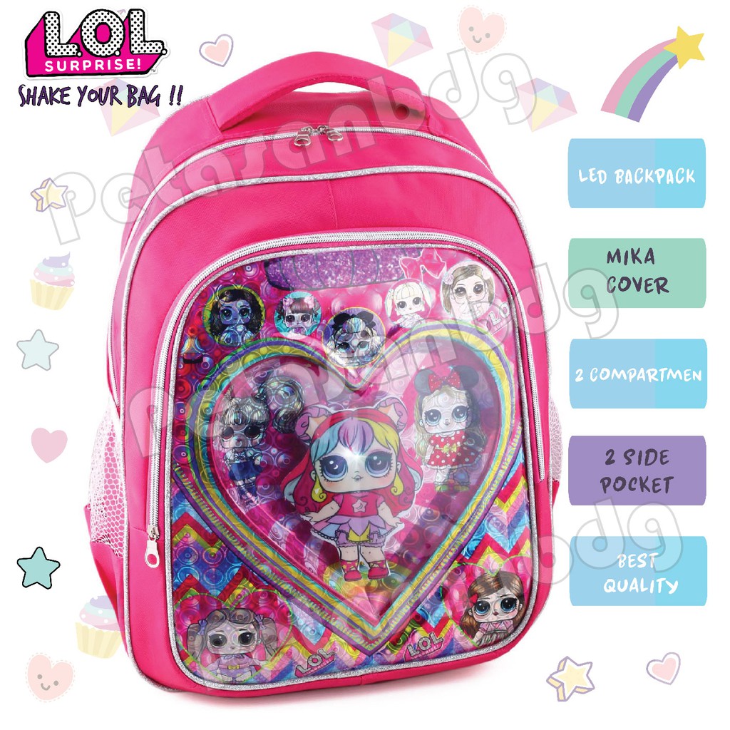 PTS - Ransel Sekolah Anak Perempuan Karakter - LOL SURPRISE - SHAKE BACKPACK - Ransel LED