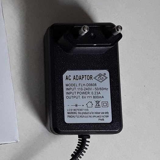 Charger Aki PMB Output: DC 6 Volt -800 ma Model FLH-D0608