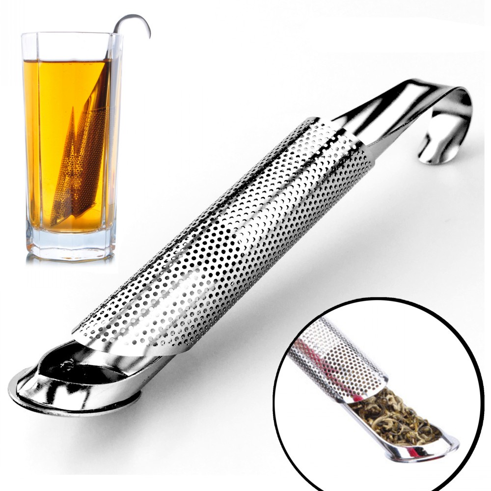 Tongkat Saringan Teh Bahan Stainless Steel Dengan Kait Gantung Dapat Digunakan Kembali Untuk Dapur