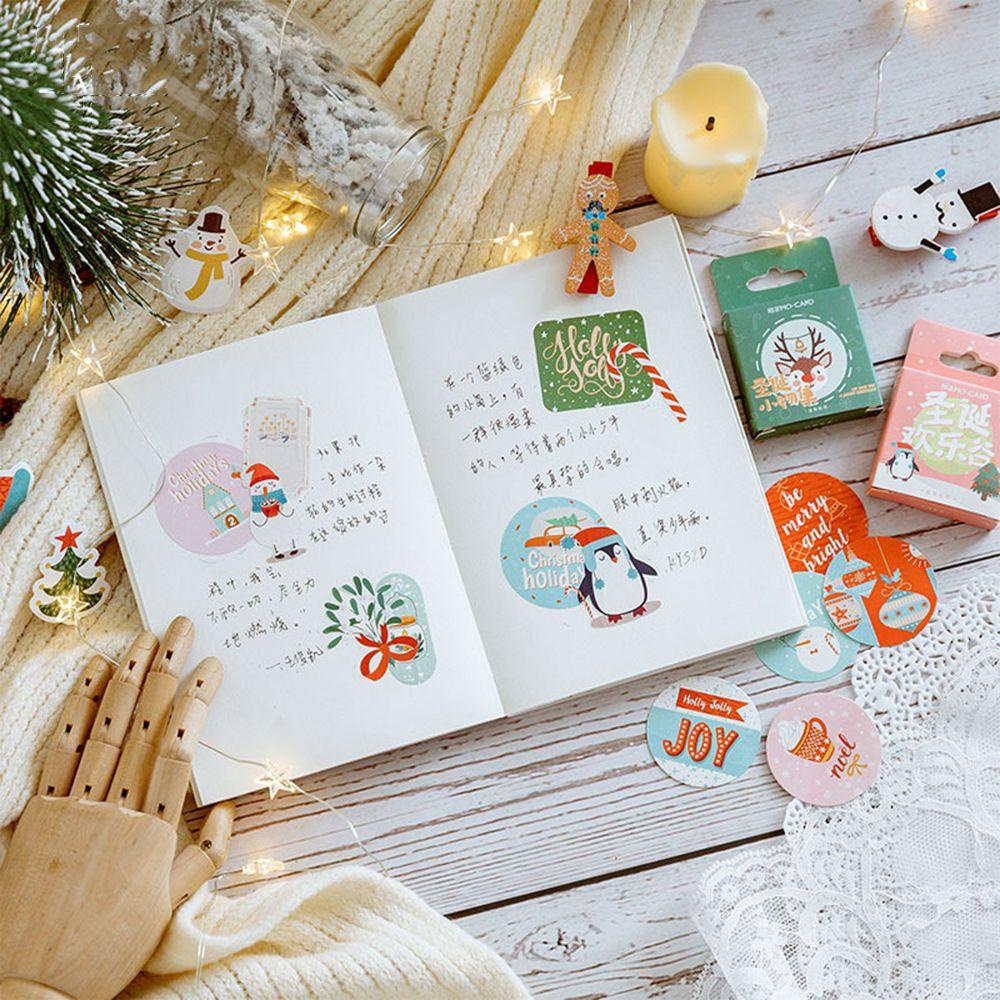 Populer 45pcs/Boxed Paper Sticker New Berkah Diary Label Merry Christmas Series