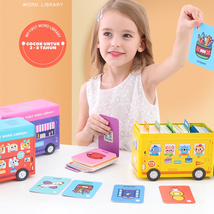 Bus Flash Cards - My Very First Word Library - Mainan Sensory Anak