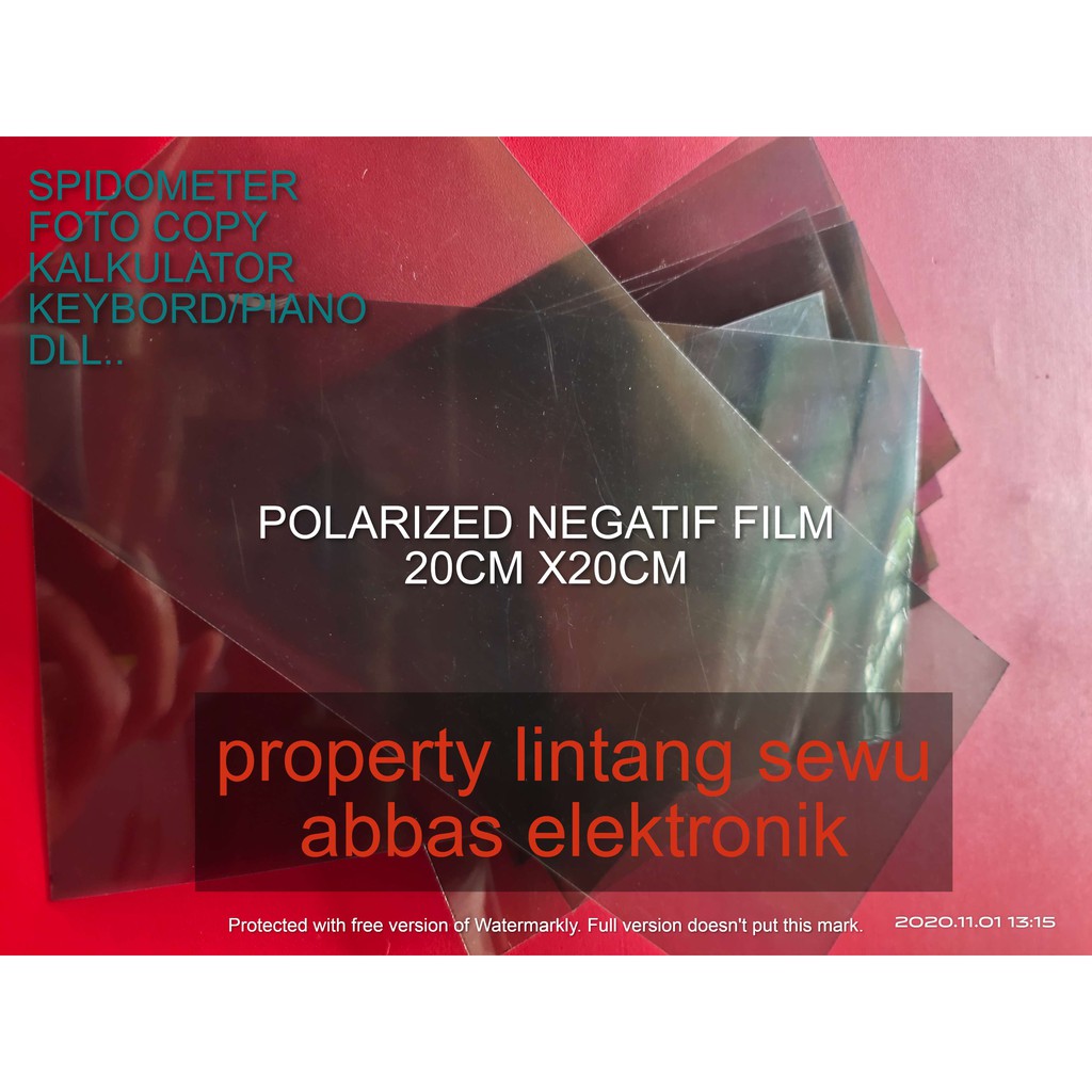 POLARIS POLARIZED NEGATIF FILM 20X20 LCD LAYAR SPEEDOMETER SPIDOMETER KALKULATOR KEYBOARD FOTO COPY