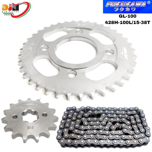 Gear Set Fukukawa Gir Paket Honda GL100 Rantai 428H-100L-15T-38T