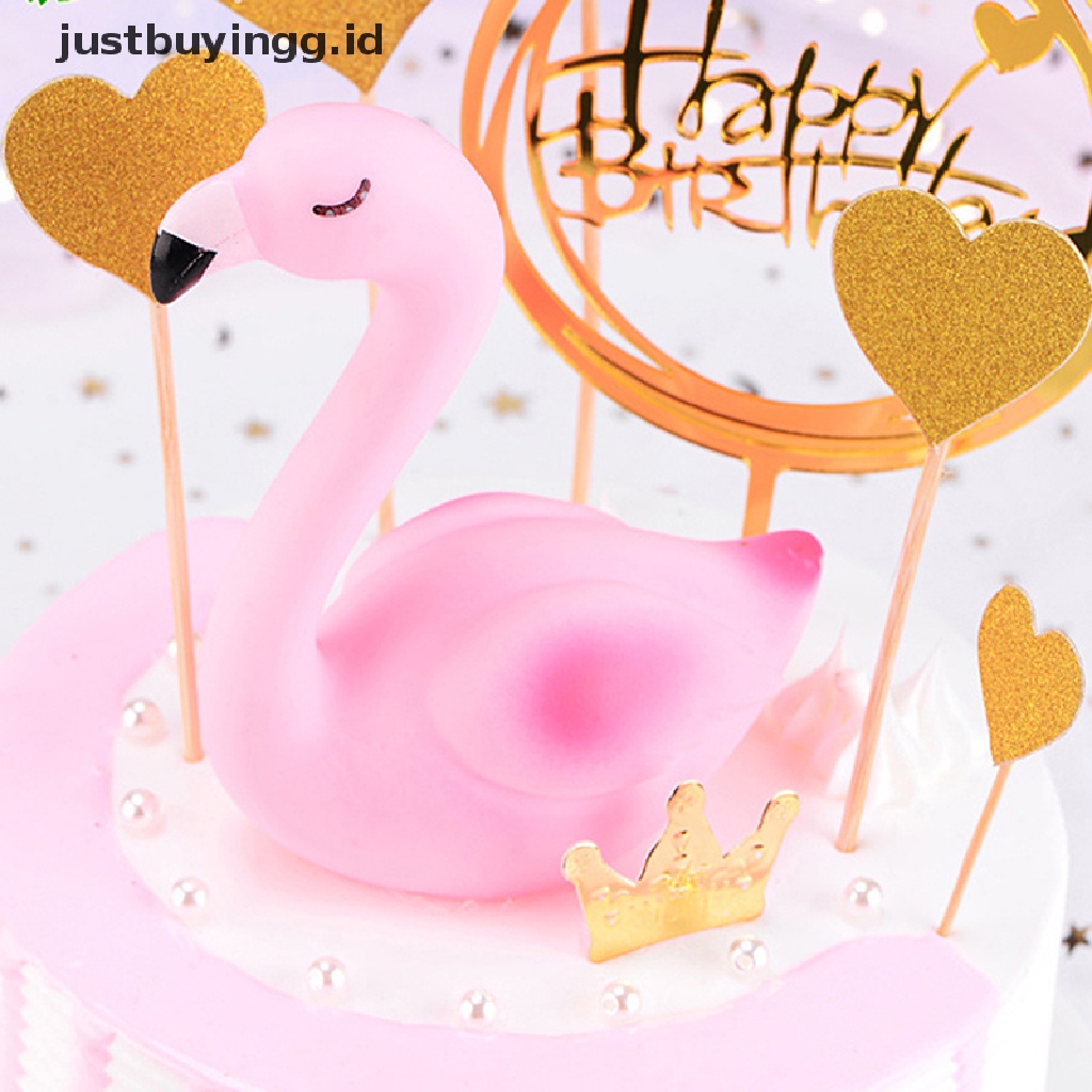 Topper Kue Desain Flamingo Warna Pink Untuk Dekorasi Pesta Ulang Tahun Pernikahan