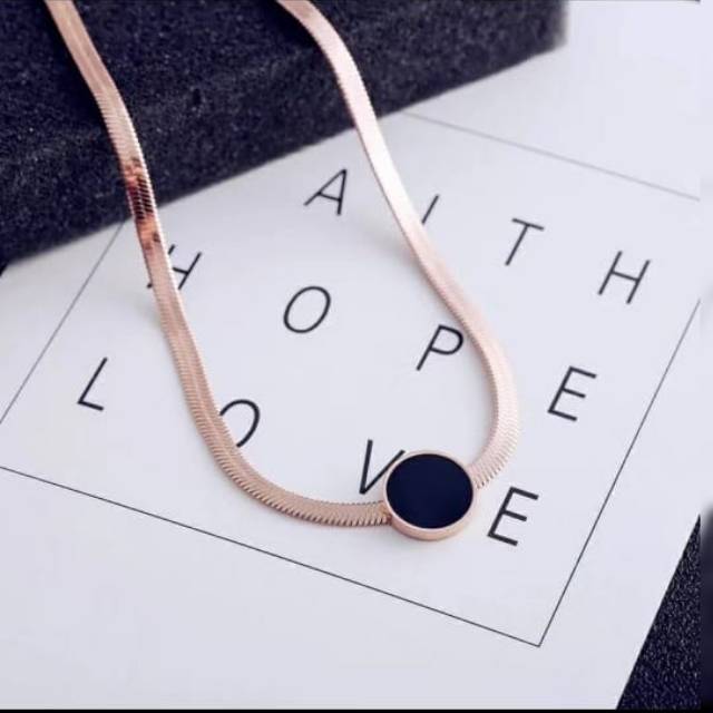 Titanium kalung Simple anti karat &amp; luntur Rose gold korea