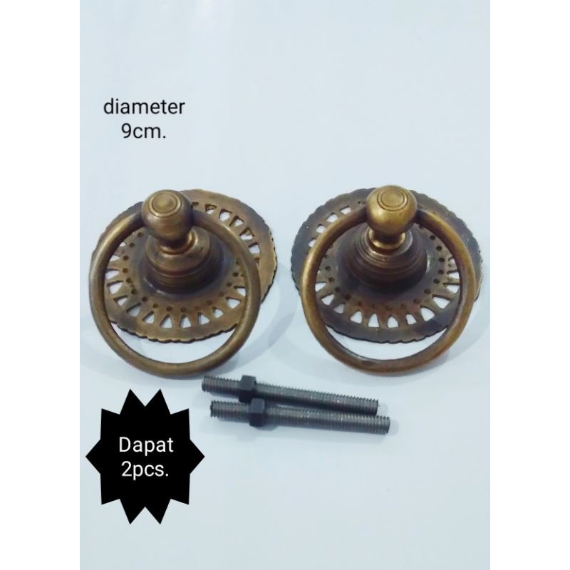 Handle pintu gebyok kuno antik diameter 9cm.