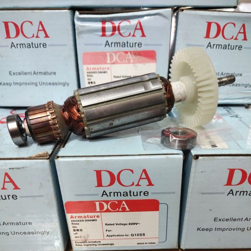 1 Paket Armature G10SS DCA ➕ 2 Bearings Depan Belakang | Angker / Rotor Grenda / Gerinda / Grinder T