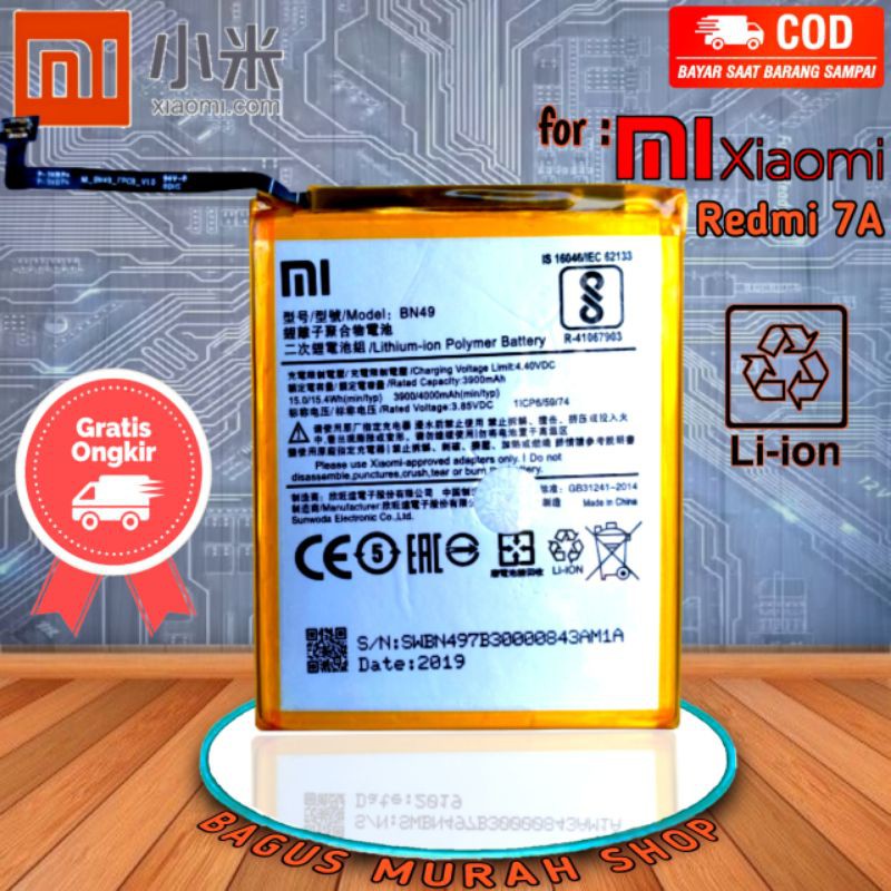 Batre battery baterai Original Xiaomi Redmi7A / Redmi 7A / BN 49 / BN49