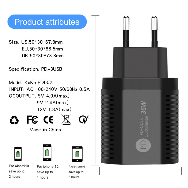 Adapter Charger Fast Charging QC 3.0 PD 20 W