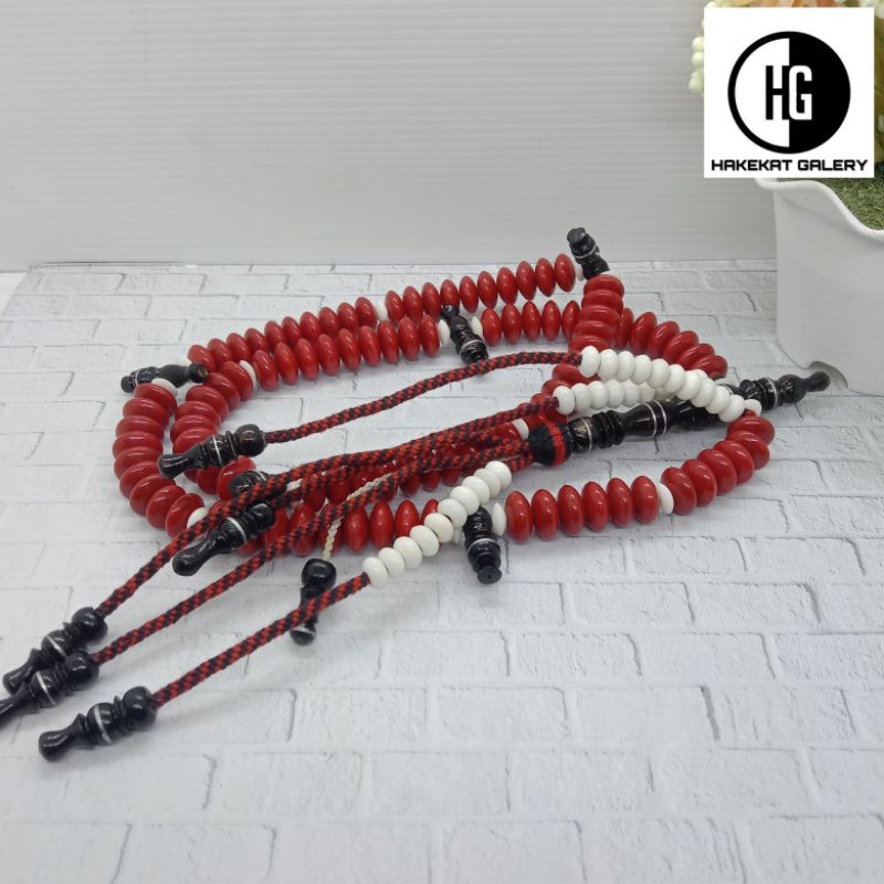 tasbih tijani batu Marjan merah kombinasi tulang E131