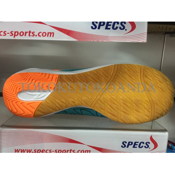 Sepatu futsal specs original swervo meteor in light blue/orange