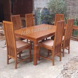 Meja makan dan kursi busa meja makan kayu jati 6 kursi/meja makan restoran kursi kayu jati