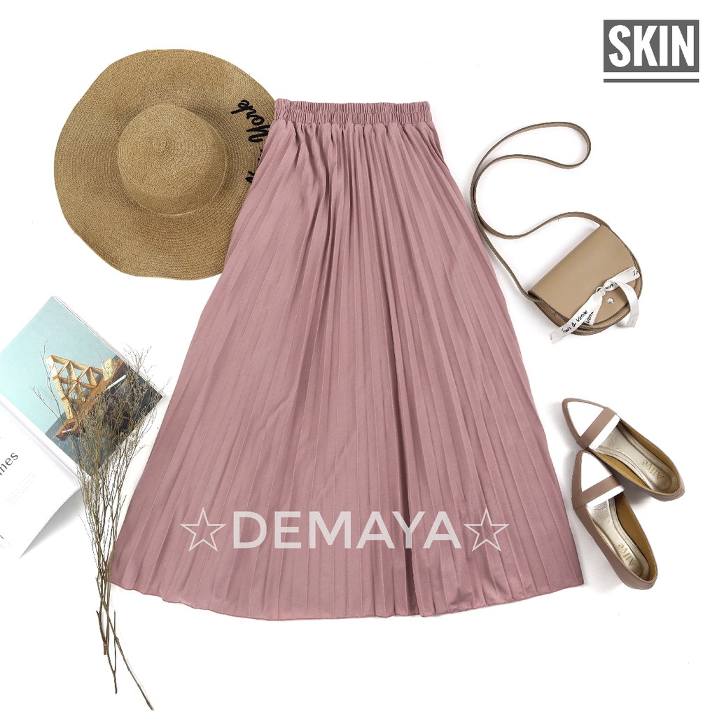 Rok Plisket Panjang EKONOMIS Demaya 881.A Rok Rempel Mayung Flowy Pleated Skirt Flare Skirt