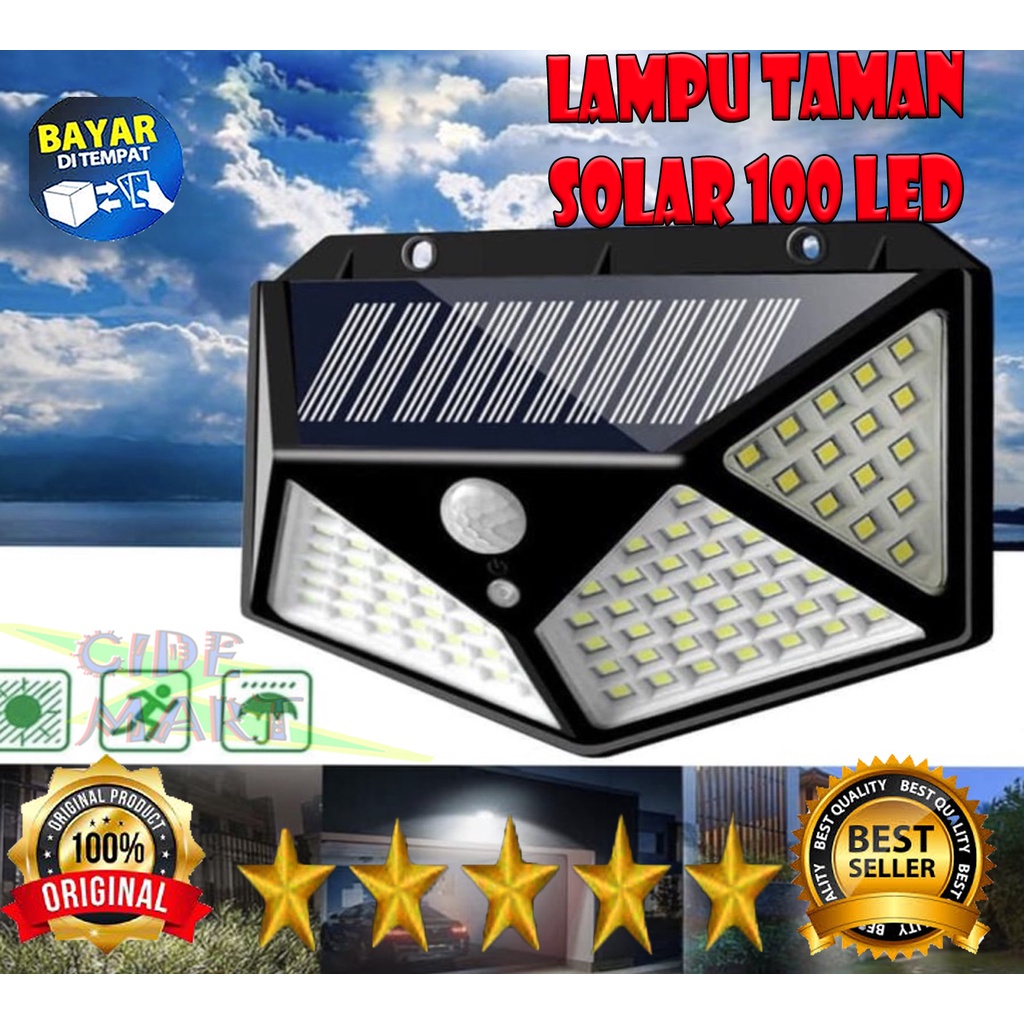 Lampu Solar Taman Tenaga Surya 100 Led dengan Sensor Gerak Rechargeable baterai dengan Cahaya