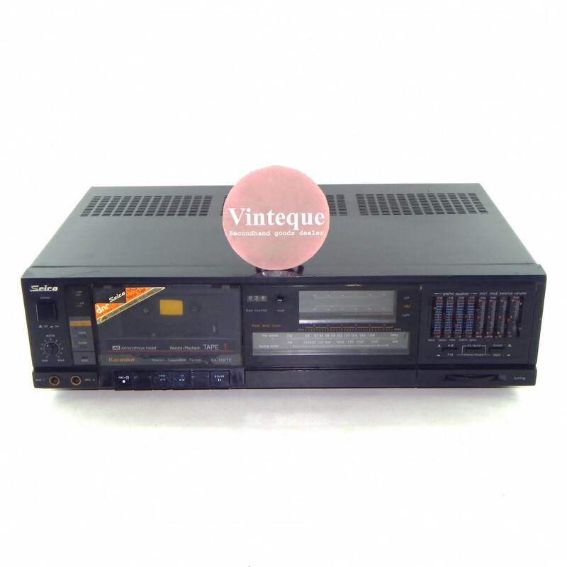 Tape Deck Radio Amplifier Vintage Antik Seico Stereo Cassette Tuner SA-128TE