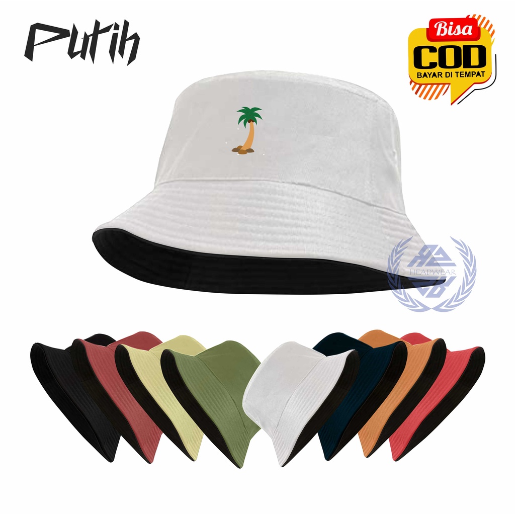 Topi Bucket Hat Dua Sisi Anti Uv Motif Sablon Bergambar / Bucket hat Sablon