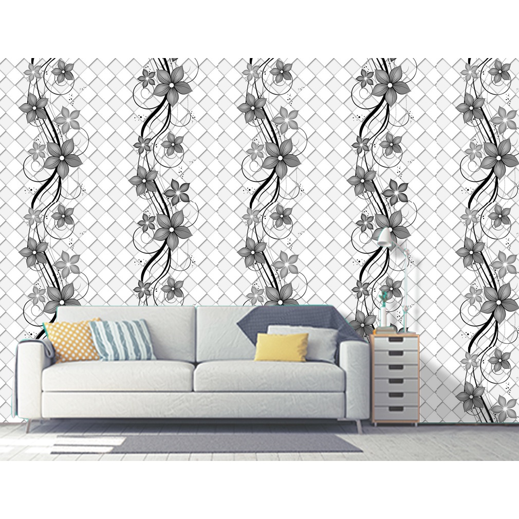 PAKET PROMO 5 ROLL Wallpaper Stiker Dinding Wallpaper Stiker Ruang Tamu Wallpeper Tembok Kamar Tidur 3d Karakter &amp; Elegant Murah
