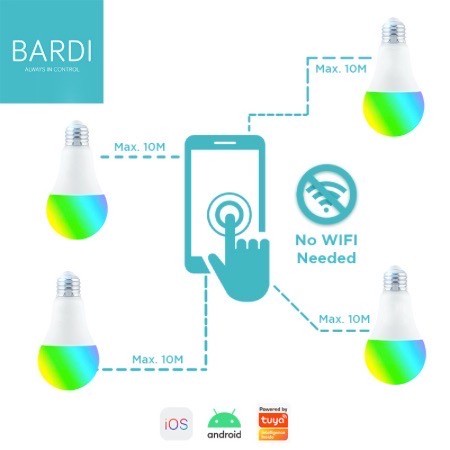 BARDI Smart LED BLUETOOTH 9W RGBWW Bulb - ORIGINAL lampu tidur terbaik