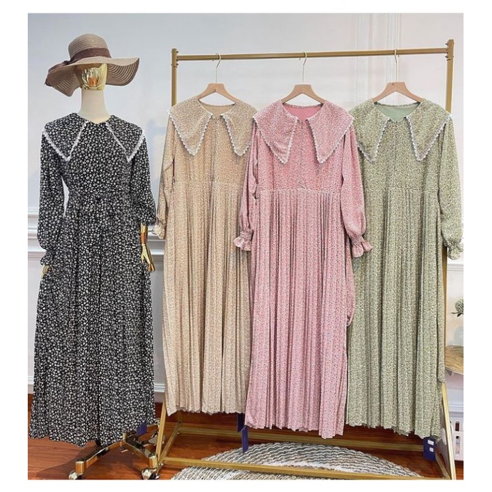 Gamis Plisket lebaran Premium Import Bangkok Original Good Quality