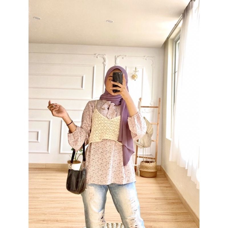 Baju Atasan Wanita Model Korea (Import) 2IN1 + ROMPI