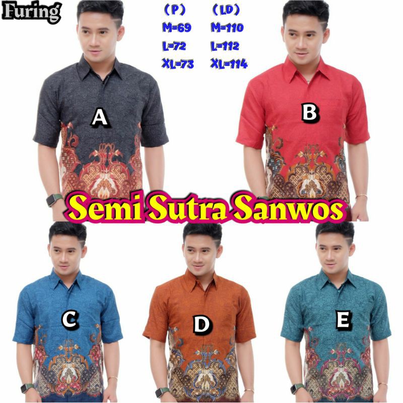 BATIK PRIA SUTRA SANWOS KOMBINASI FURING FULL BODY - NEW ORIGINAL PRODUCT