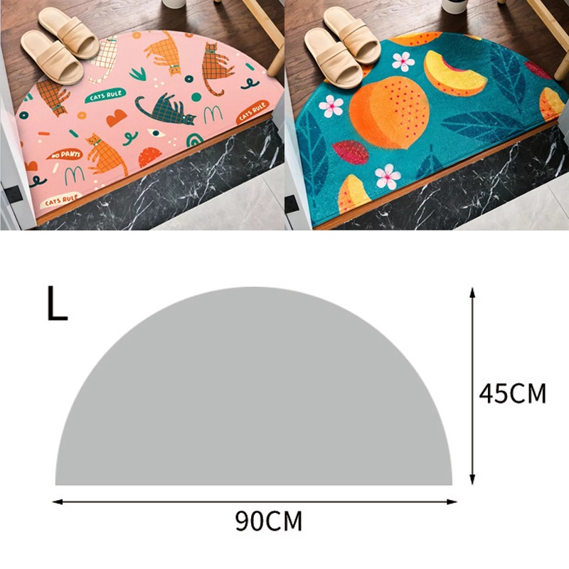 Keset Kaki Setengah Lingkaran Anti Selip Untuk Pintu Dapur Kamar Mandi