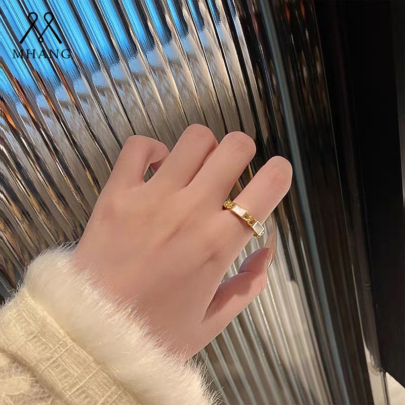 Cincin Model Terbuka Bahan Metal Warna Putih Untuk Unisex
