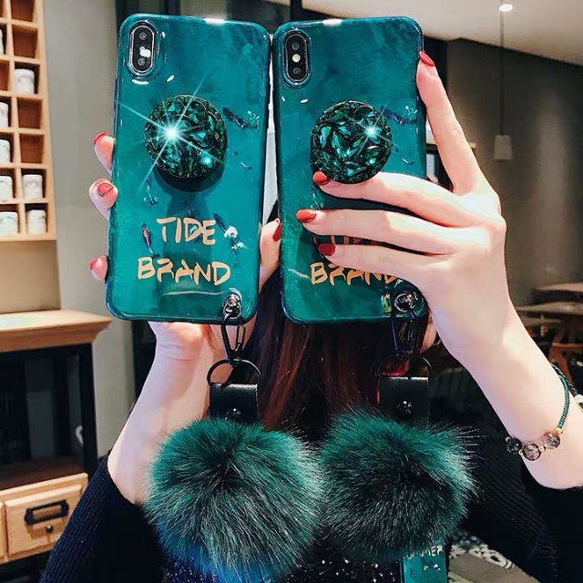 SWAROVSKI CASE FURBALL STRAP IPHONE OPPO VIVO XIAOMI Y53 Y55 V11 8 lite F5 F7 F9 A7 A3s A1 A2 Xs Xr