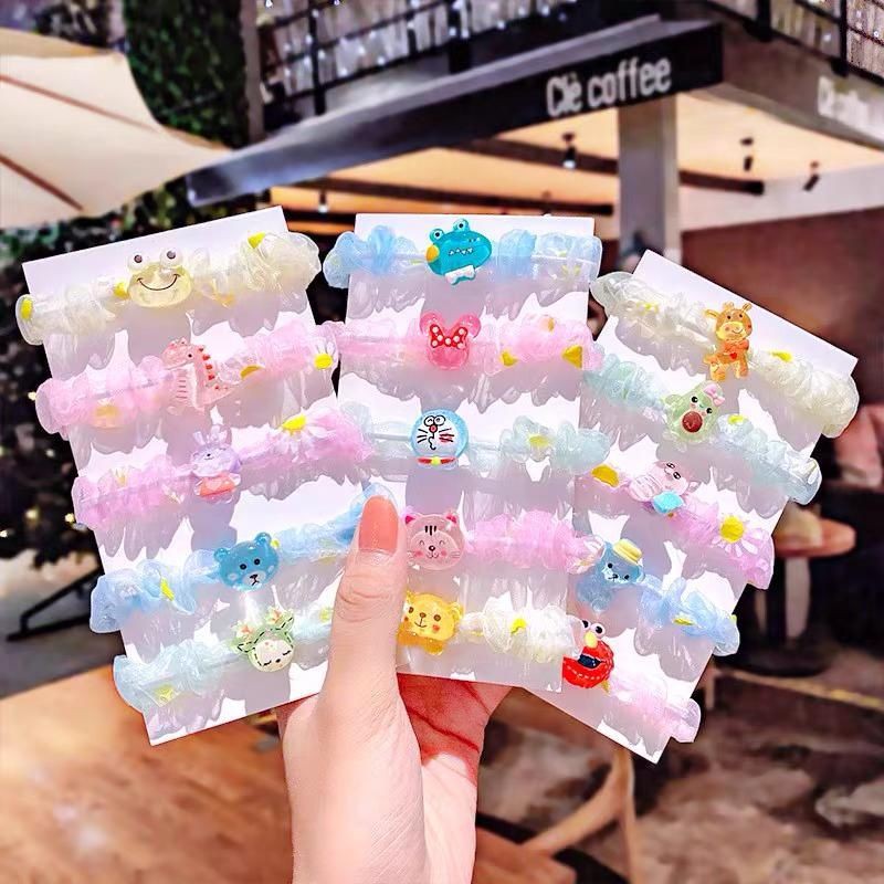 ikat rambut anak renda karakter kartun lucu 5pcs/set impor