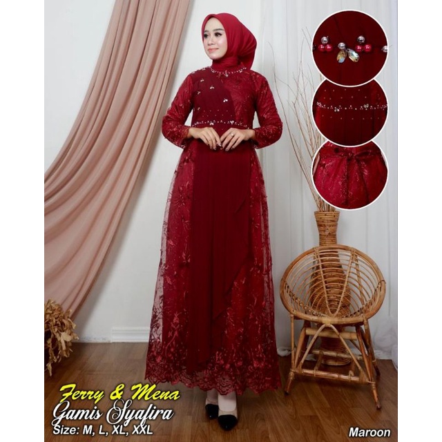 Kebaya Gamis Syafira / Gamis Pesta Mewah Modern / Gamis Kebaya Kondangan / Gamis Kebaya Bridesmaid / Kebaya Modern / Kebaya Wisuda  / Kebaya Seragam